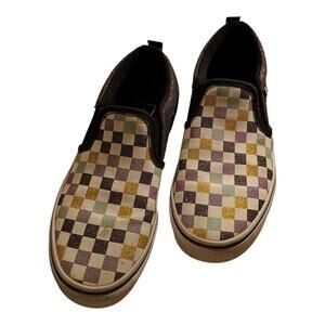 Vans Asher Glitter Checkerboard Multi Color Shoes Missy Size 3 GUC